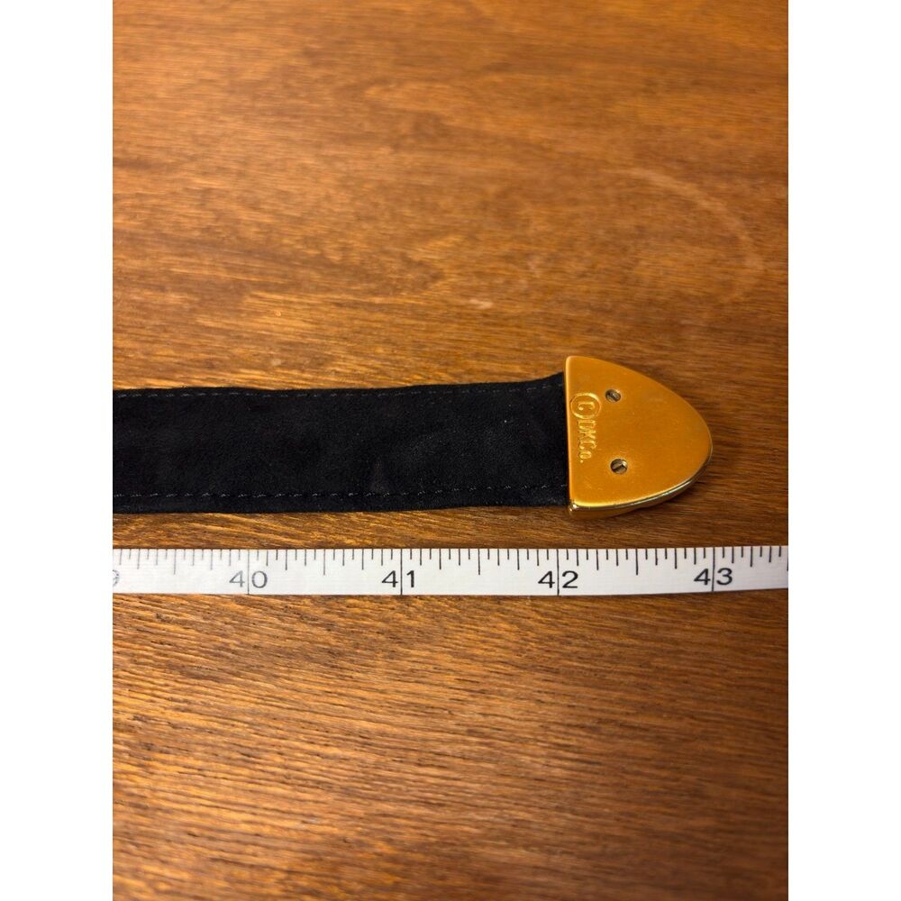 90s VTG Donna Karan x Robert Lee Morris Sculptural Black Tie Belt sz M - Picture 8 of 12